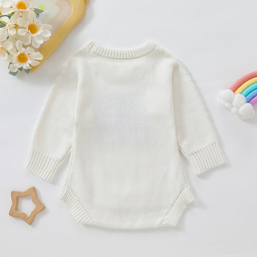 Suéter Tipo Romper para Niños Blanco y Café Claro - Image 5