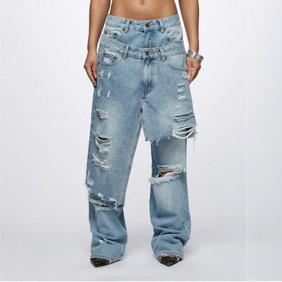 Jeans Rotos Hip Hop Oversized de Moda Urbana - Image 3