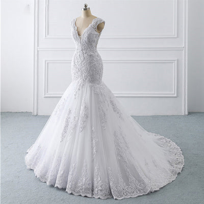Vestido de Novia Sirena Luxury con Cola Francesa Retro Elegante - Image 9
