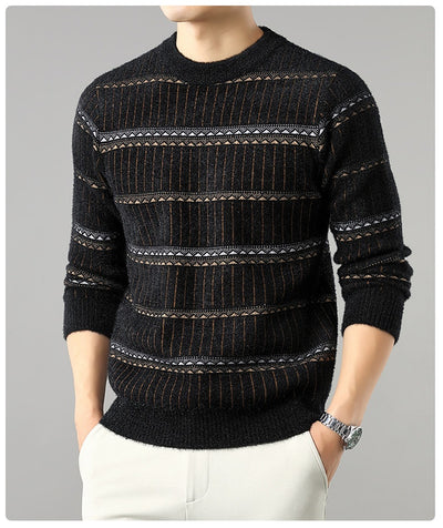 Suéter Grueso de Cuello Redondo para Hombre con Forro Polar y Textura de Visón Sintético - Image 34