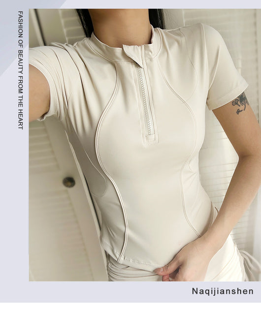 Playera Deportiva Mujer Nude Feel con Cierre - Ropa de Entrenamiento y Outdoor - Image 13