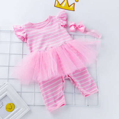 Enterizo de Algodón Peinado a Rayas para Bebé Niña - Image 15
