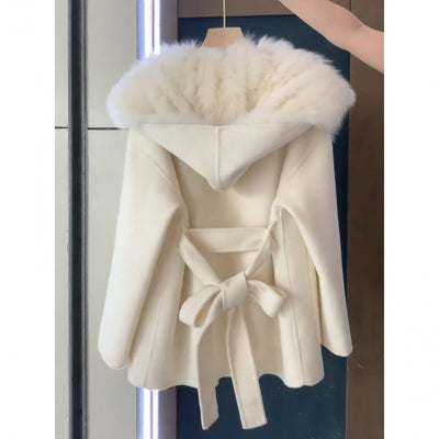 Abrigo de Lana con Detalles de Piel para Mujer - Image 6