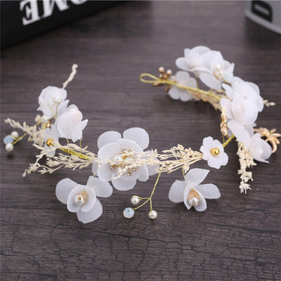 Tocado de Novia con Flores Secas de Gypsophila y Accesorios Forestales