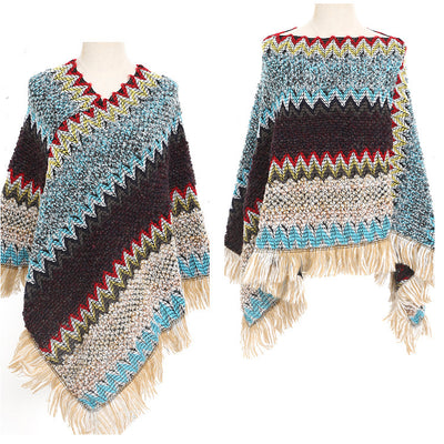 Poncho Étnico Multicolor Cálido para Otoño e Invierno - Image 24