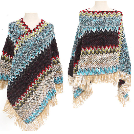 Poncho Étnico Multicolor Cálido para Otoño e Invierno - Image 24