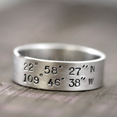 Anillo de Coordenadas en Plata 925 Hecho a Mano para Parejas - Image 9