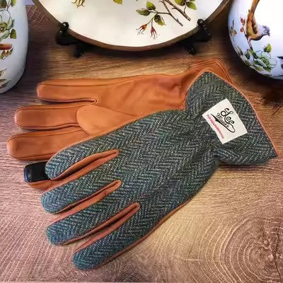 Guantes de Cuero Motociclista con Forro Térmico y Pantalla Táctil