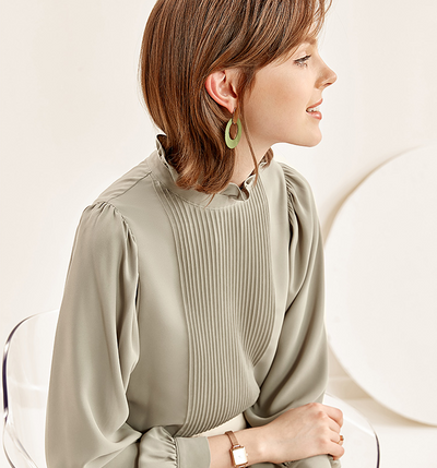 Blusa de Gasa Manga Larga Elegante - Image 9