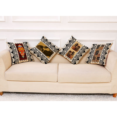 Funda de Almohada Geométrica de Algodón y Lino con Bordado Artístico - Image 10