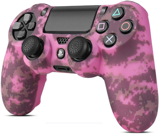 Blue silicone protective sleeve for PS4 Slim Pro controller with a vibrant graphic pattern of skulls and skeletons. - Image 6