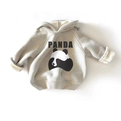 Grey parent-child matching hoodies with a black and white panda graphic and "PANDA" text. - Image 7