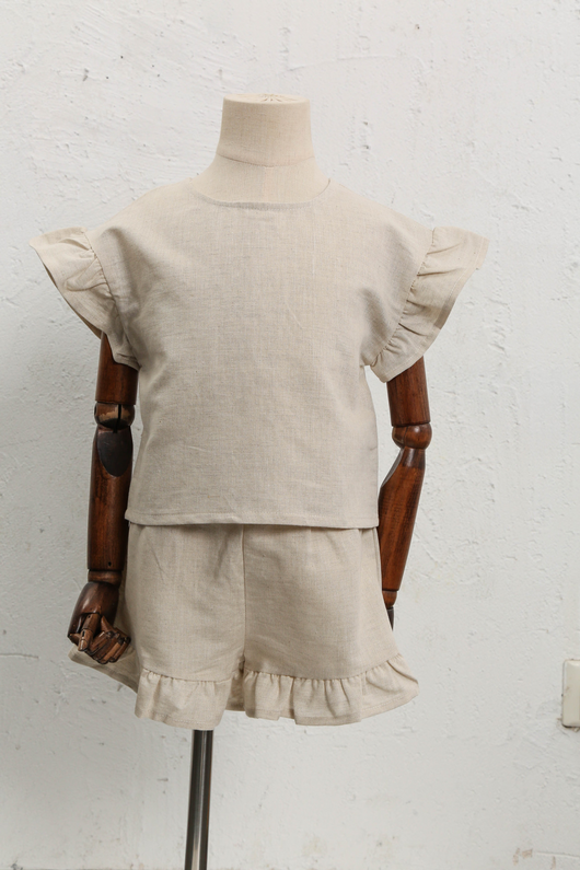 Conjunto Infantil de Algodón y Lino con Volantes - Camiseta Suelta y Casual - Image 41