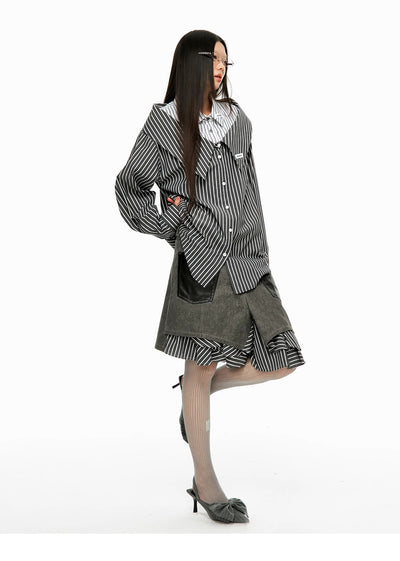 Falda Midi Twill con Flecos y Detalles Combinados - Image 21
