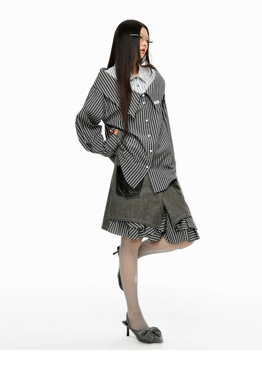 Falda Midi Twill con Flecos y Detalles Combinados - Image 21