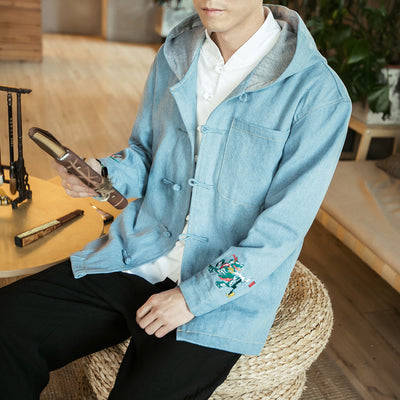 Chaqueta Denim Hoodie Casual Japonesa para Hombre - Image 13