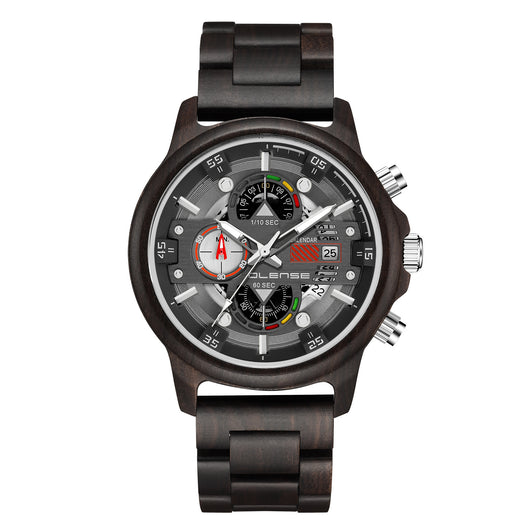 Reloj de Madera para Hombre Cuarzo Multifuncional con Esfera Luminosa - Image 4