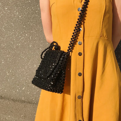 Bolso Bandolera Tejido Artesanal con Cuentas - Estilo Retro Viral - Image 3