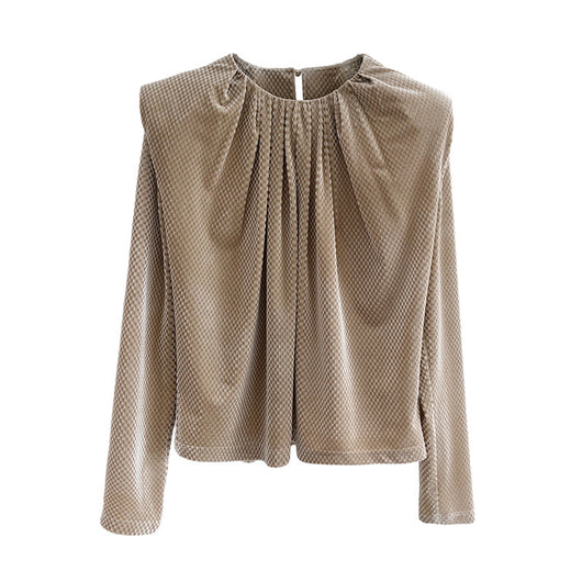 Blusa Pullover con Hombreras de Terciopelo Temperament para Mujer - Image 7