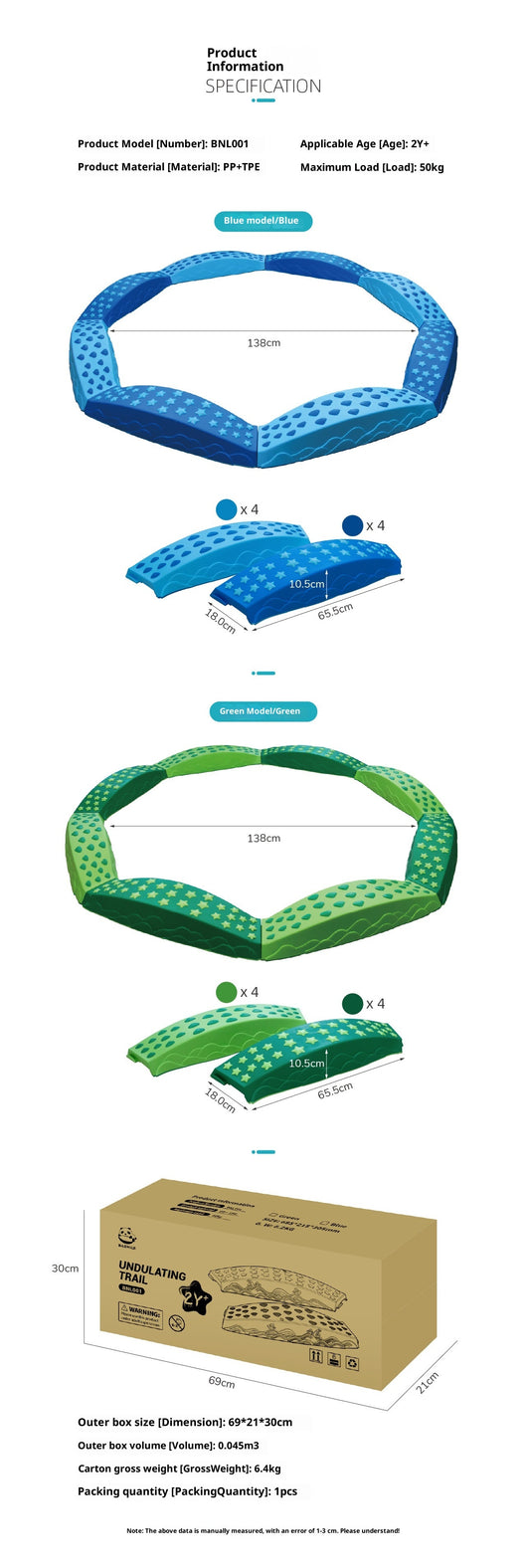 Set de 8 Piezas Wave Walkway para Integración Sensorial y Educación Temprana - Image 12
