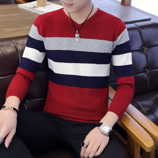 Suéter Cuello V Hombre Estilo Coreano Manga Larga - Image 12