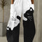 Calça Pantalona Estampada de Cintura Elástica para Casa