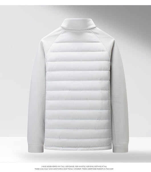 Chaqueta Acolchada de Plumón Ligera y Cálida con Cuello Alzado y Parches - Image 12