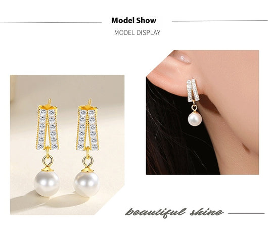 Aretes de Perla Geométrica Diamante - Lujo Asequible Estilo Nicho - Image 10