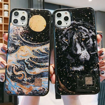 Funda Móvil con Diseño de Rayas Diamante y Onda Puntillada - Image 47