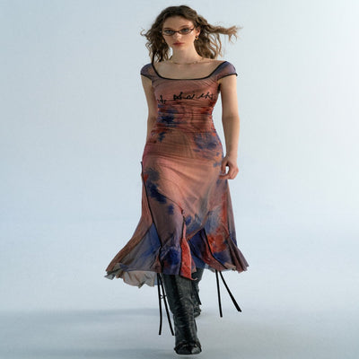 Vestido Estampado con Pintura al Óleo de Tonos Suavizados - Image 8
