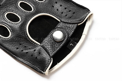 Guantes de Cuero Mitad Dedo para Motociclismo y Actividades al Aire Libre - Image 40