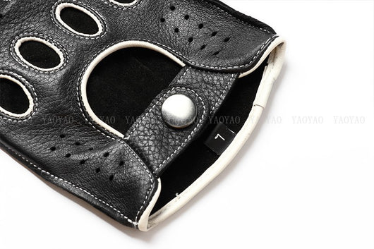 Guantes de Cuero Mitad Dedo para Motociclismo y Actividades al Aire Libre - Image 40