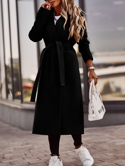 Abrigo de Lana con Cordones y Cuello en V para Otoño e Invierno - Image 7