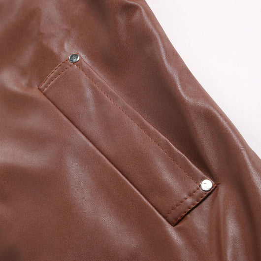 Chaqueta de Cuero para Hombre Slim Fit con Cuello de Pie y Cierre de Cremallera - Image 15