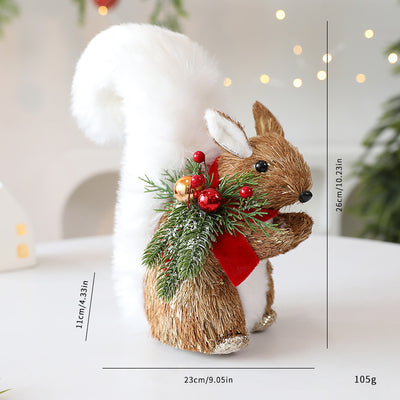 Adornos Navideños de Paja - Alce y Ardilla para Decoración Escénica - Image 7