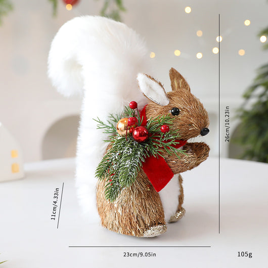 Adornos Navideños de Paja - Alce y Ardilla para Decoración Escénica - Image 7