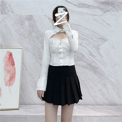 Blusa Blanca Elegante con Detalles de Volantes y Encaje Calado - Image 10