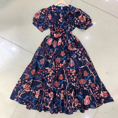Vestido Elegante para Mujer Cuello Redondo Manga Abullonada Cintura Alta - Image 8