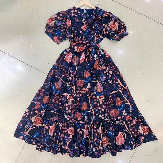 Vestido Elegante para Mujer Cuello Redondo Manga Abullonada Cintura Alta - Image 8