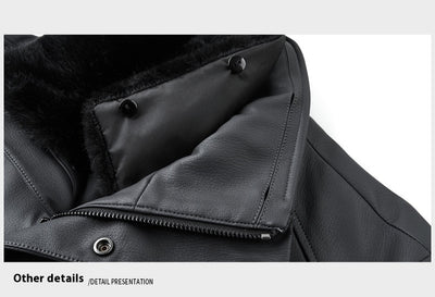 Chaqueta de Cuero para Hombre con Forro de Cashmira y Visón Desmontable - Image 10