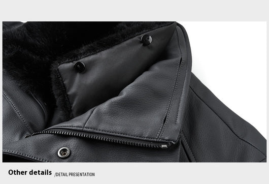 Chaqueta de Cuero para Hombre con Forro de Cashmira y Visón Desmontable - Image 10