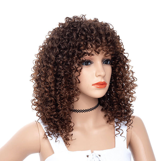 Peluca Afro Rizada Africana para Mujer - Cobertura Elegante y Natural