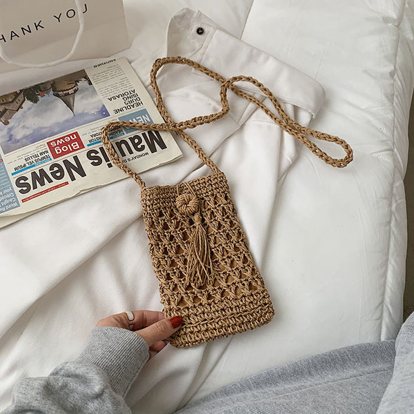 Bolso Bandolera de Paja Tejida - Versátil y Elegante