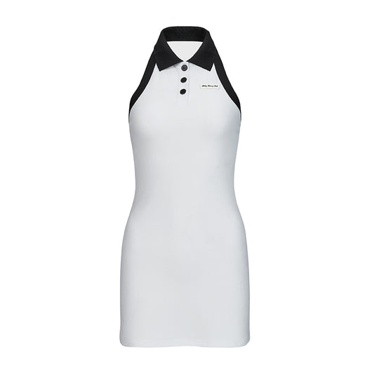 Vestido Halter Blanco Versátil - Falda Polo con Bolsa Incorporada - Image 2