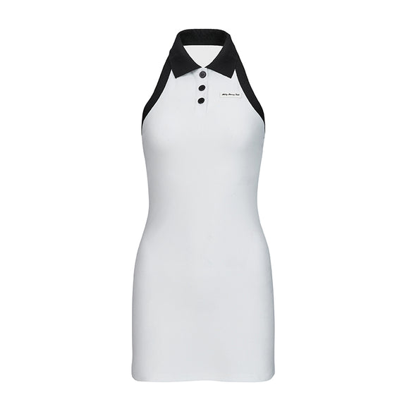 Vestido Halter Blanco Versátil - Falda Polo con Bolsa Incorporada