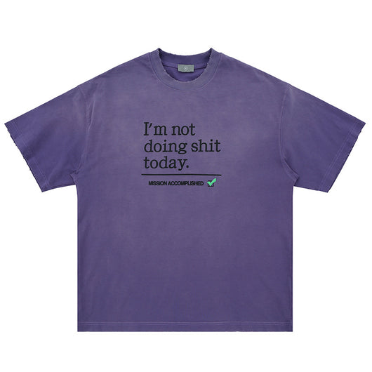 Camiseta de Algodón Suelta con Efecto Vintage Desgastado - Image 6