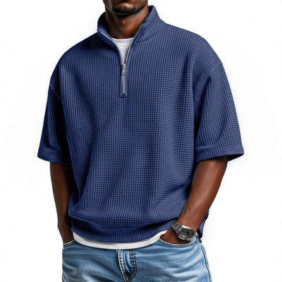 Polo Camiseta Manga Corta Waffle-Knit con Cierre de Medio Zipper para Hombre - Image 2