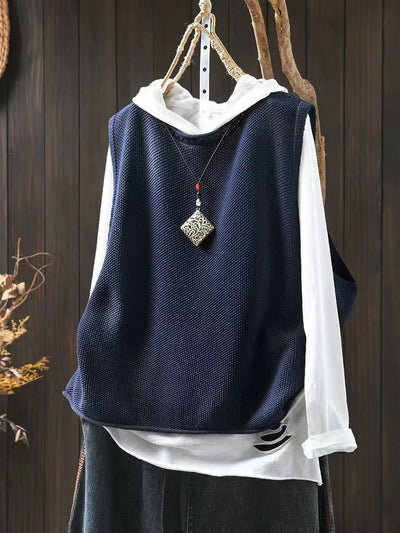 Chaleco Tejido de Algodón con Cuello Redondo Estilo Retro - Image 10