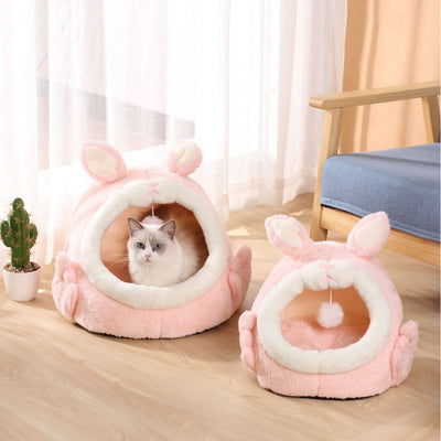 Cama Gatito Cerrada Rosa Conejo Gritón - Casa para Gatos Otoño Invierno - Image 2