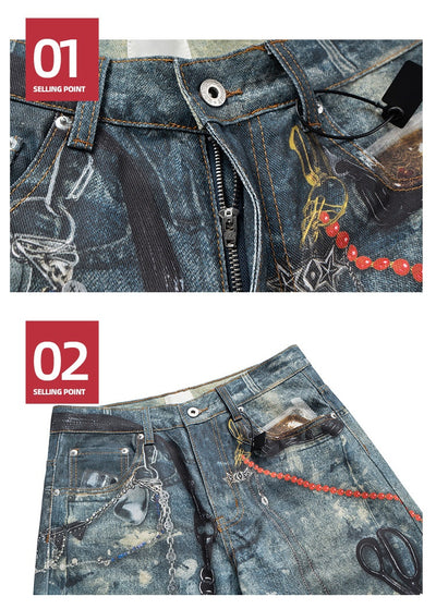 Pantalones Rectos Vintage Lavado Desgastado Unisex - Image 11